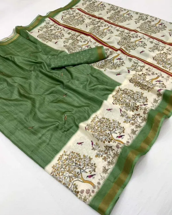 Green_Silk_Blend_Saree_For_Women
