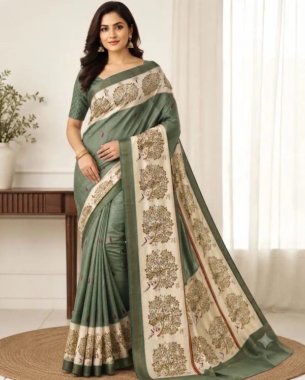 Green_Silk_Blend_Saree_For_Women