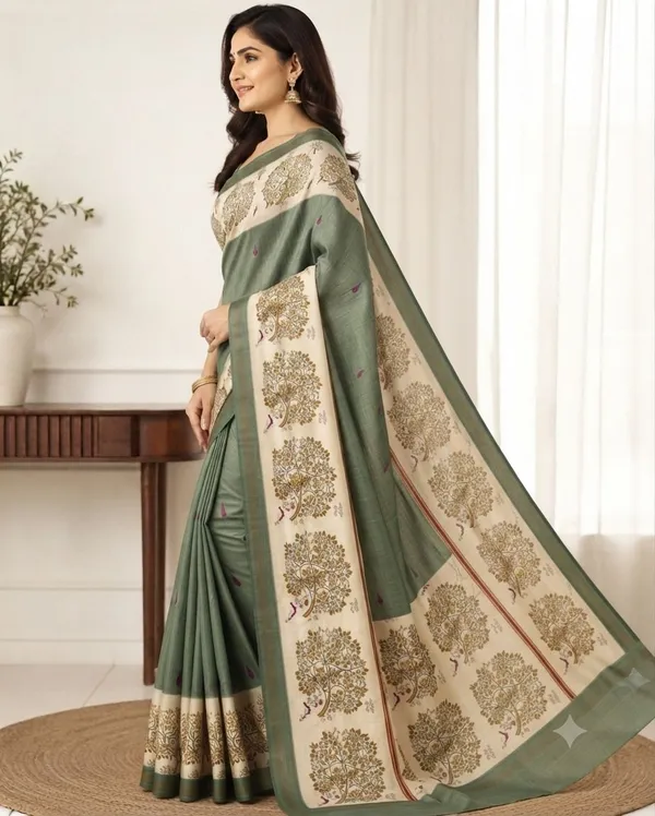 Green_Silk_Blend_Saree_For_Women