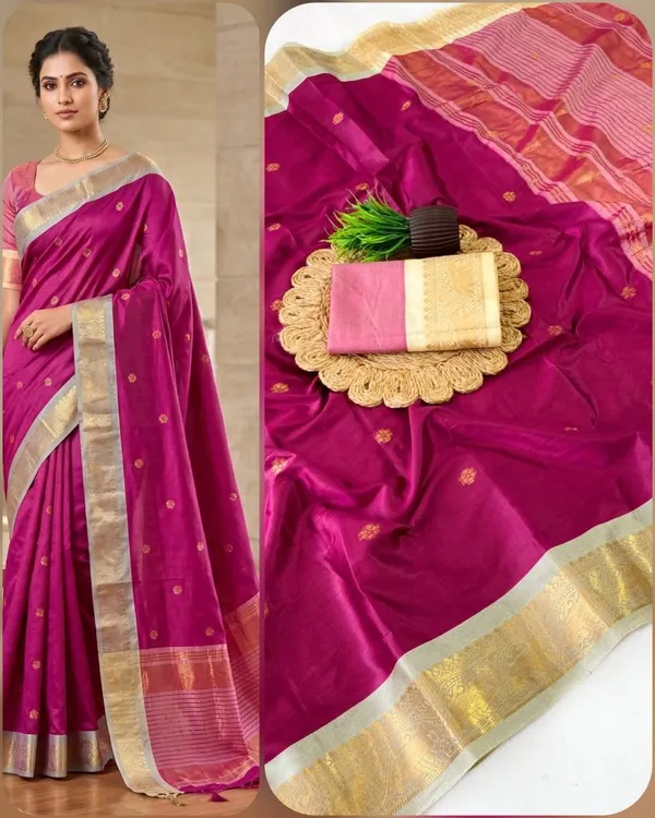 Magenta_Cotton_Silk_Saree_For_Women