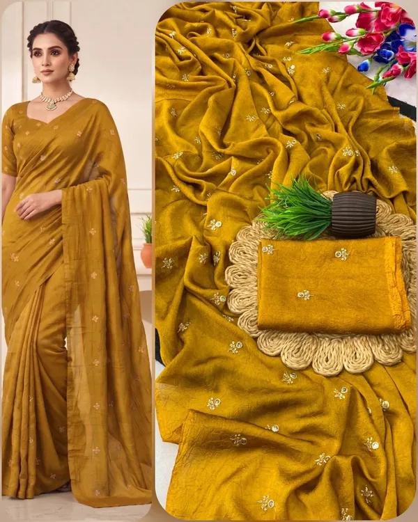 Yellow_Silk_Blend_Saree_For_Women