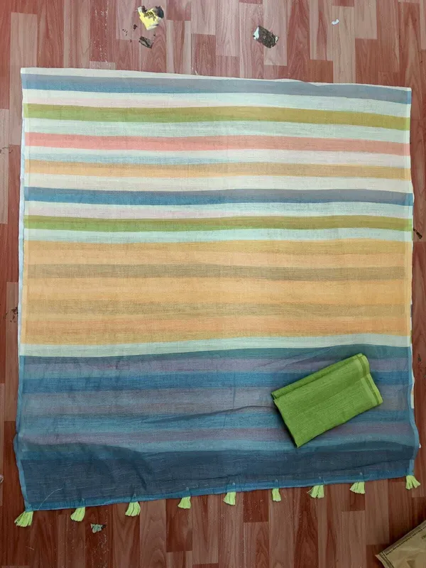 Multicolor_Linen_Saree_For_Women
