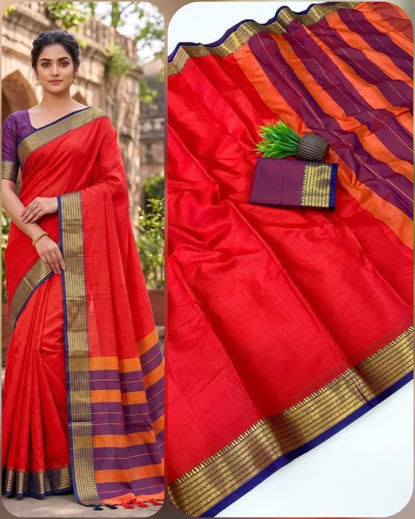 Red_Kota_Doria_Saree_For_Women