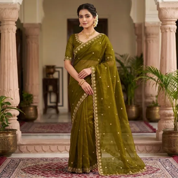 Dark_Green_Pure_Silk_Saree_For_Women