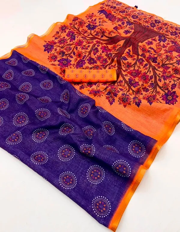 Purple_Linen_Saree_For_Women