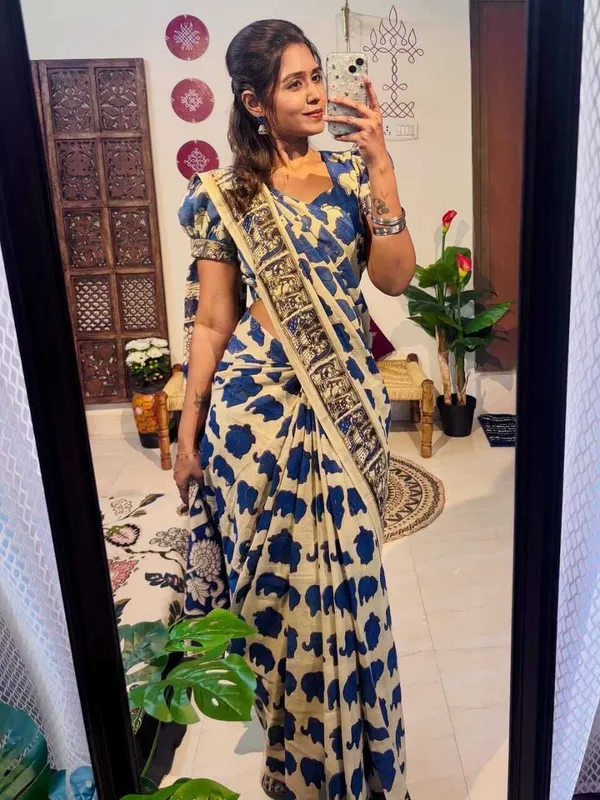 Blue_Mulmul_Saree_For_Women