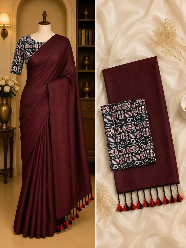 Maroon_Khadi_Saree_For_Women