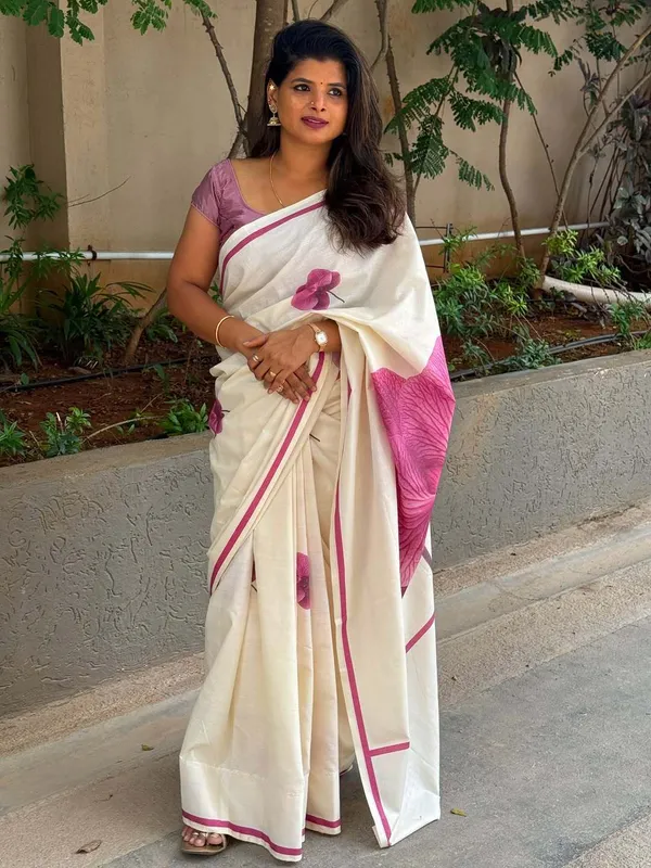 White_Cotton_Linen_Saree_For_Women