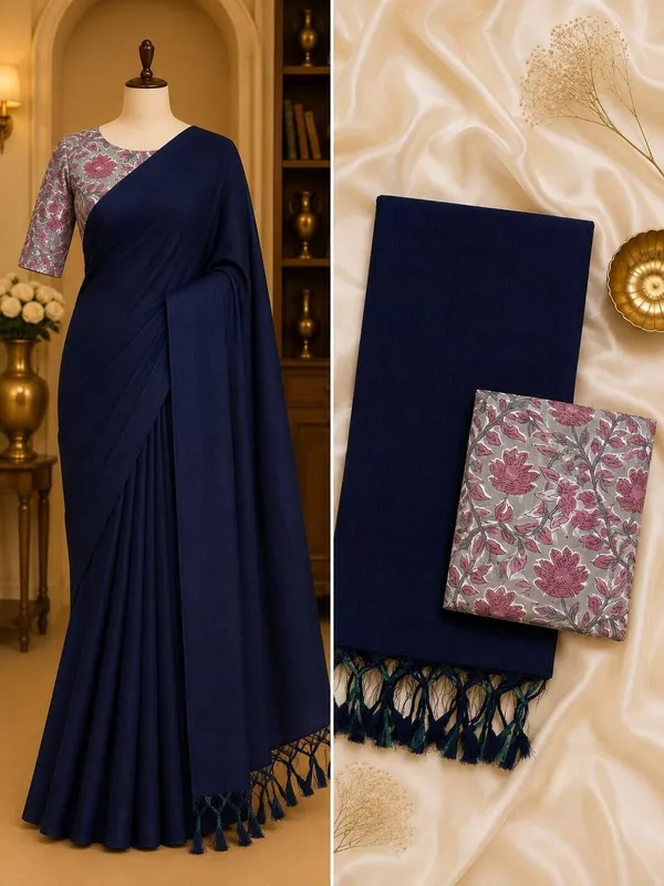 Dark_Blue_Khadi_Saree_For_Women