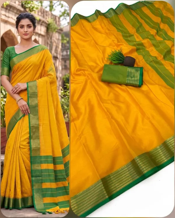 Yellow_And_Green_Kota_Doria_Saree_For_Women