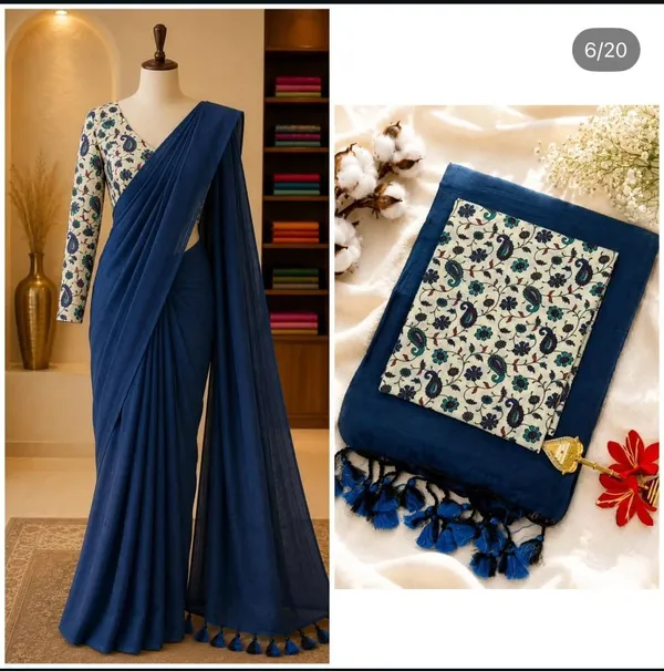 Blue_Khadi_Saree_For_Women