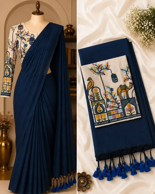 Dark_Blue_Khadi_Saree_For_Women