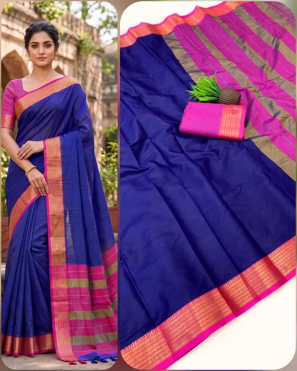 Blue_And_Pink_Kota_Doria_Saree_For_Women