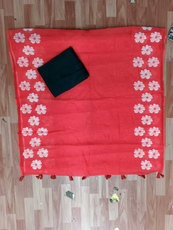 Red_Linen_Saree_For_Women