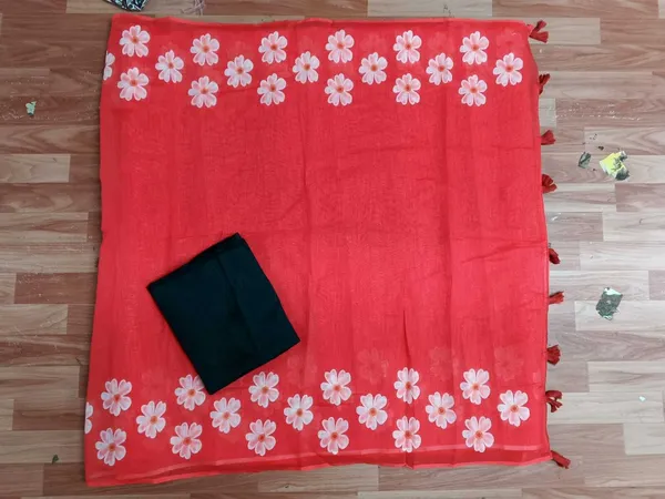 Red_Linen_Saree_For_Women