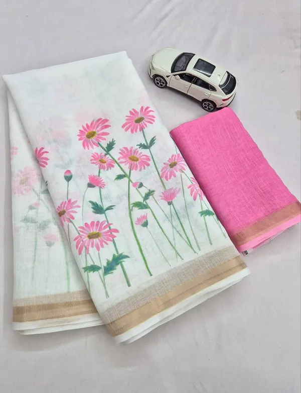 Beige_And_Pink_Linen_Saree_For_Women
