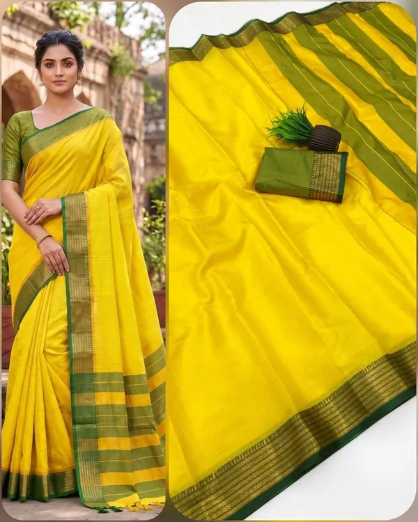 Yellow_Kota_Doria_Saree_For_Women