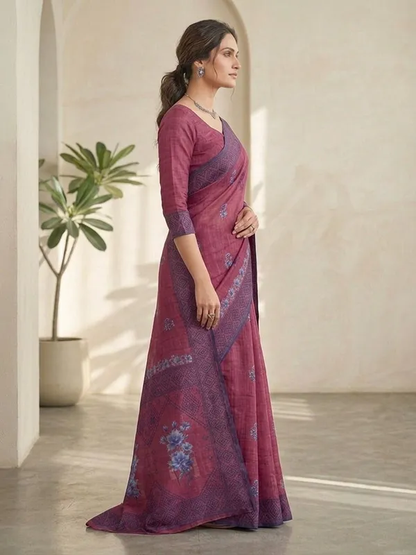 Magenta_Cotton_Silk_Saree_For_Women