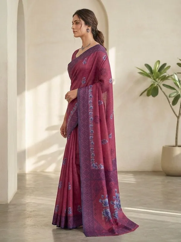 Magenta_Cotton_Silk_Saree_For_Women