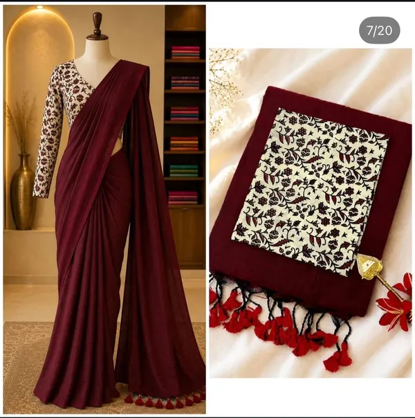 Maroon_Khadi_Saree_For_Women
