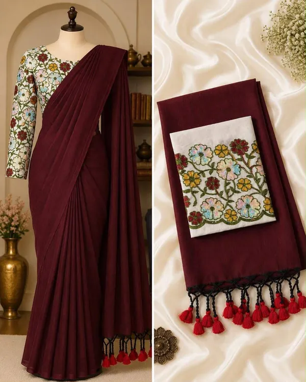 Maroon_Khadi_Saree_For_Women