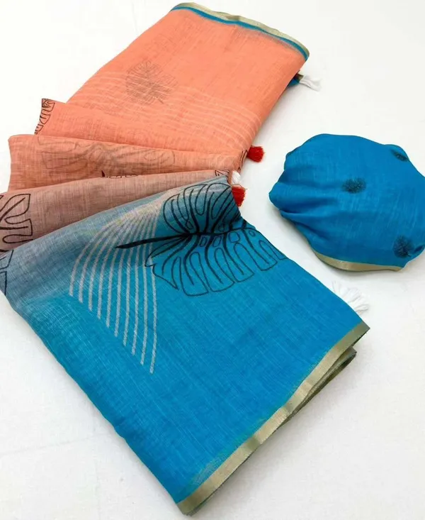 Multicolor_Linen_Saree_For_Women
