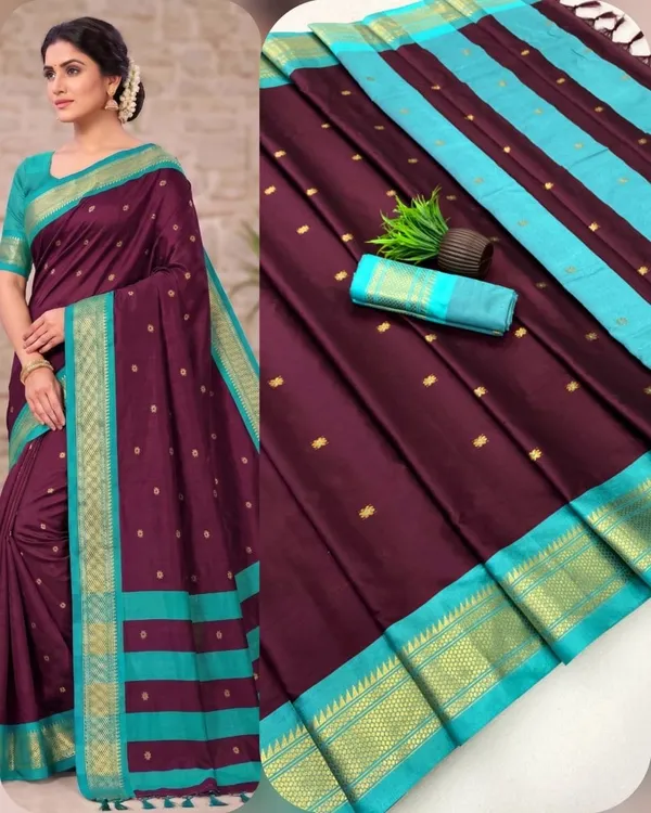 Multicolor_Silk_Blend_Saree_For_Women