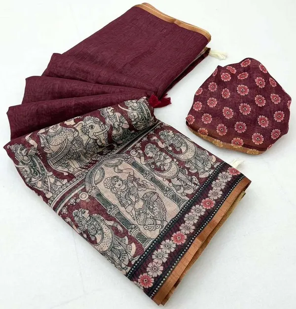 Multicolor_Linen_Saree_For_Women