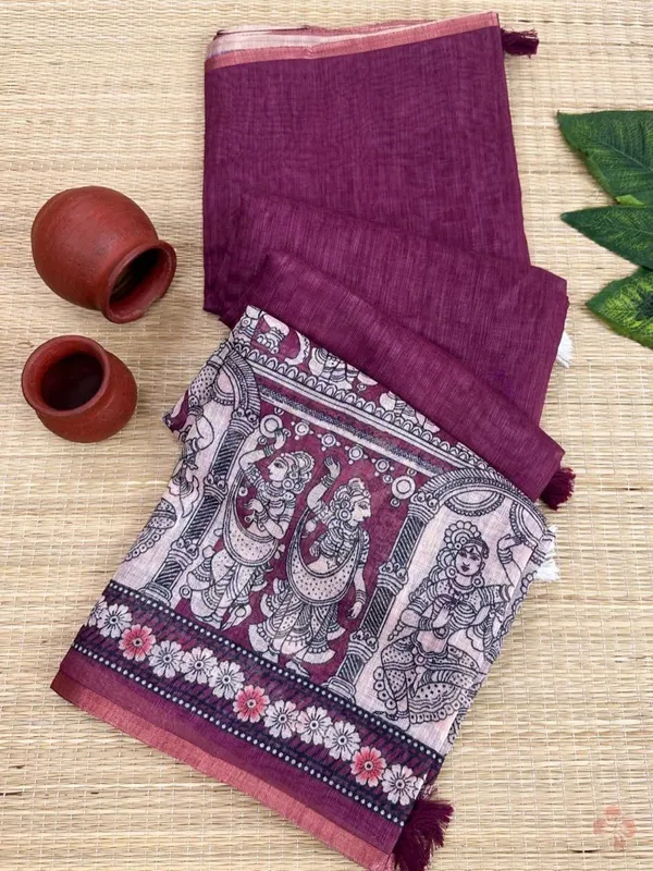 Multicolor_Linen_Saree_For_Women