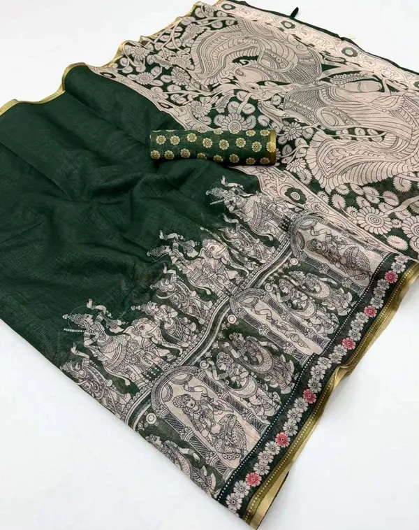 Multicolor_Linen_Saree_For_Women