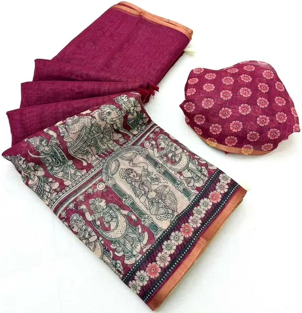 Multicolor_Linen_Saree_For_Women