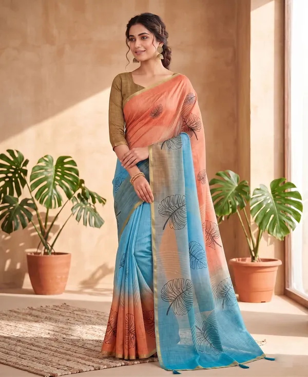 Multicolor_Linen_Saree_For_Women