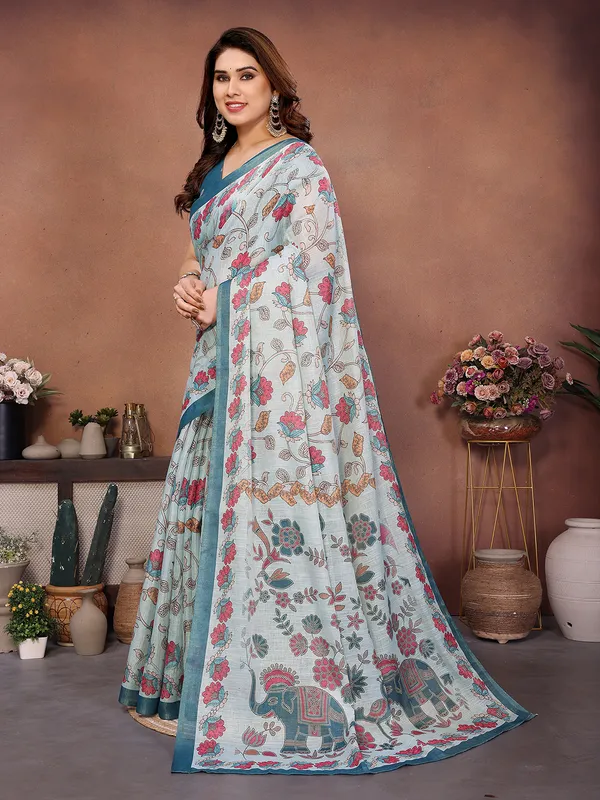 Blue_Silk_Blend_Saree_For_Women