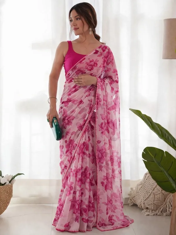 Pink_Pure_Chiffon_Saree_For_Women