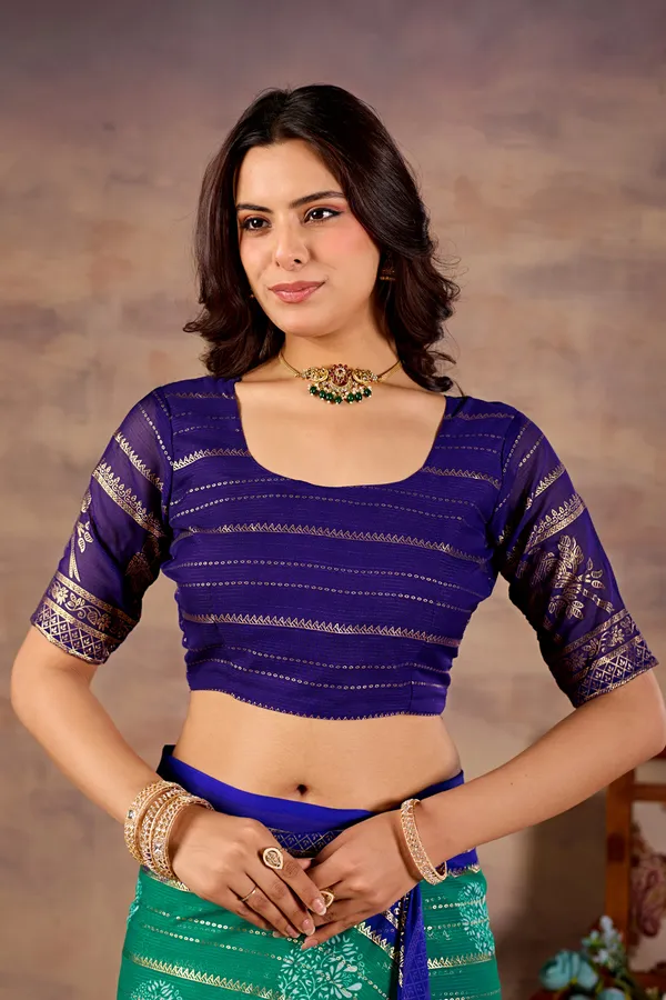Blue_Green_Pure_Georgette_Saree_For_Women