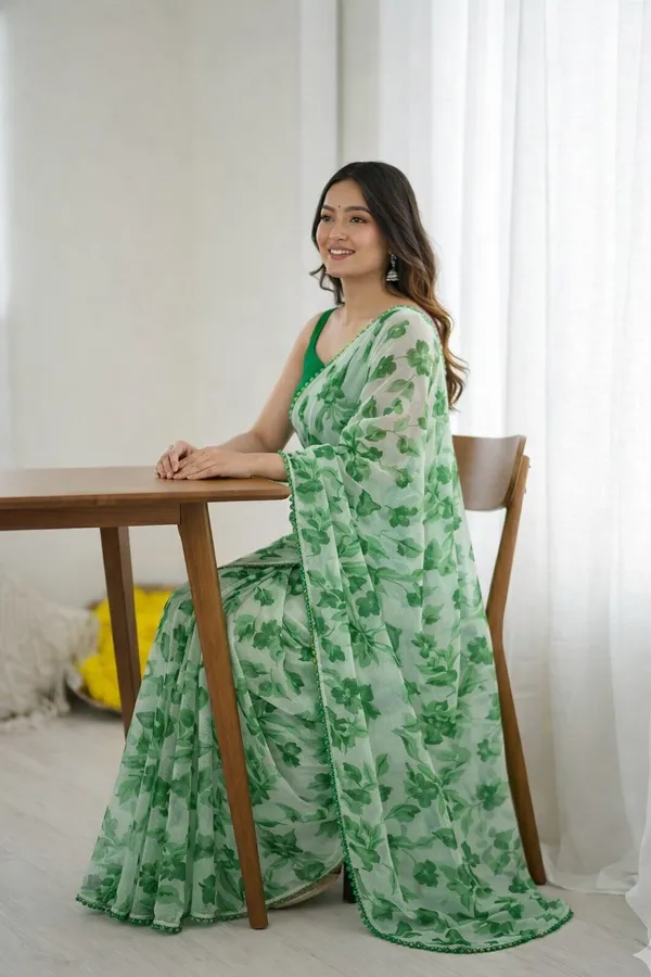 Green_Pure_Chiffon_Saree_For_Women