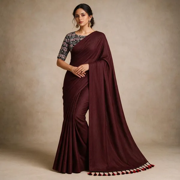 Maroon_Khadi_Saree_For_Women