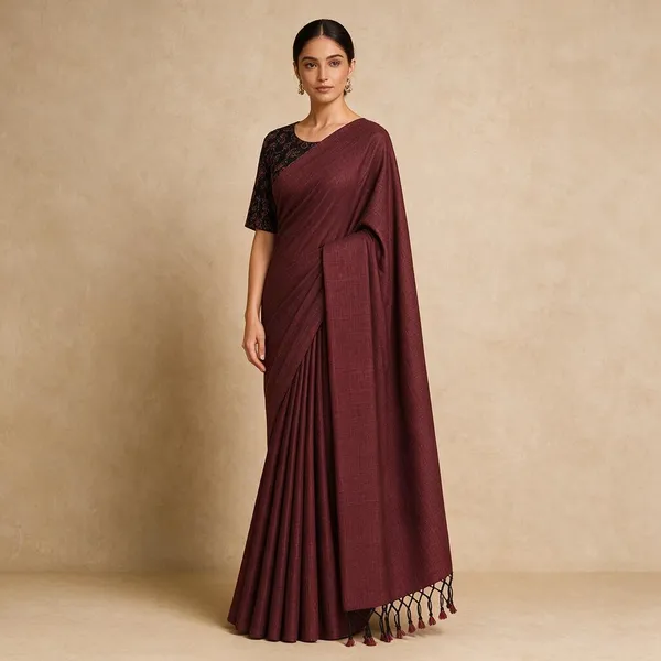 Maroon_Khadi_Saree_For_Women