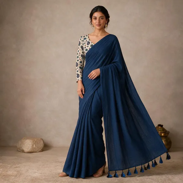 Blue_Khadi_Saree_For_Women