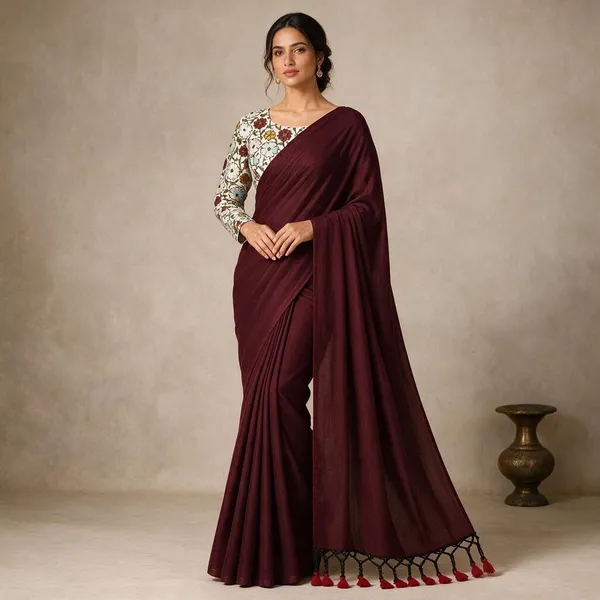 Maroon_Khadi_Saree_For_Women