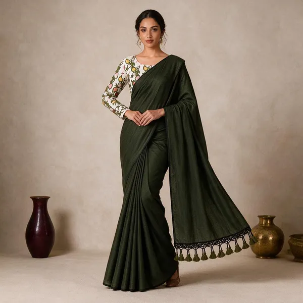 Dark_Green_Khadi_Saree_For_Women