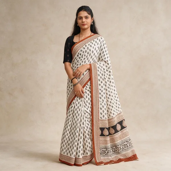 Beige_Mulmul_Saree_For_Women