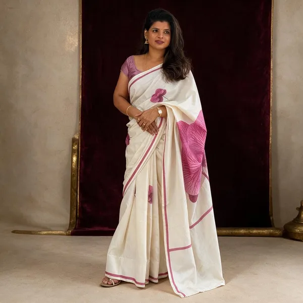 White_Cotton_Linen_Saree_For_Women