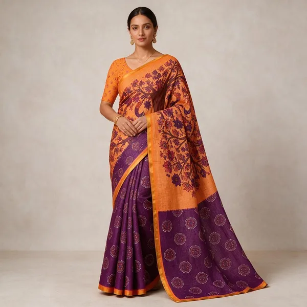 Pink_Linen_Saree_For_Women