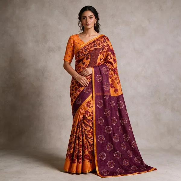 Purple_Linen_Saree_For_Women