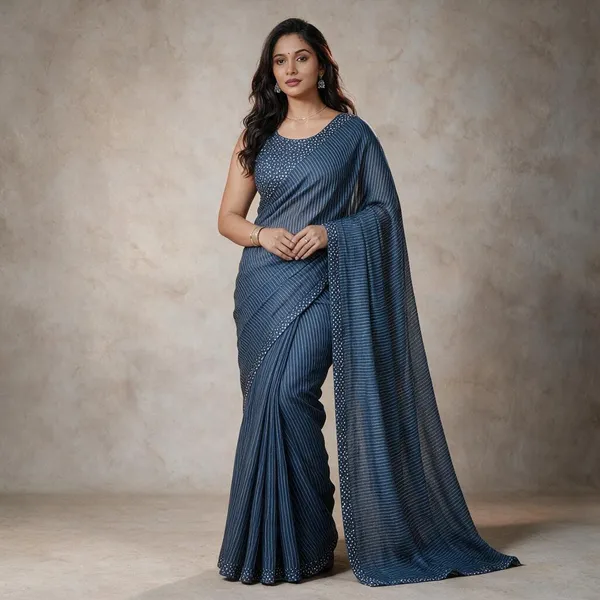 Blue_Linen_Saree_For_Women
