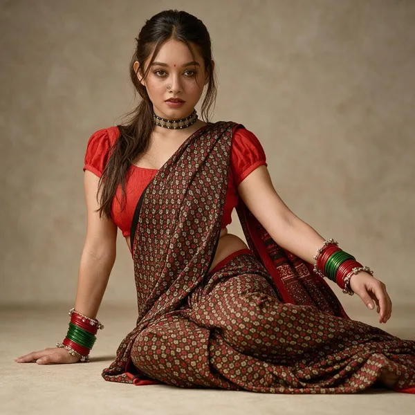 Red_Mulmul_Saree_For_Women