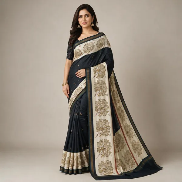 Black_Silk_Blend_Saree_For_Women