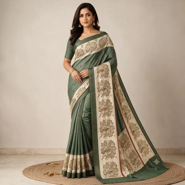 Green_Silk_Blend_Saree_For_Women