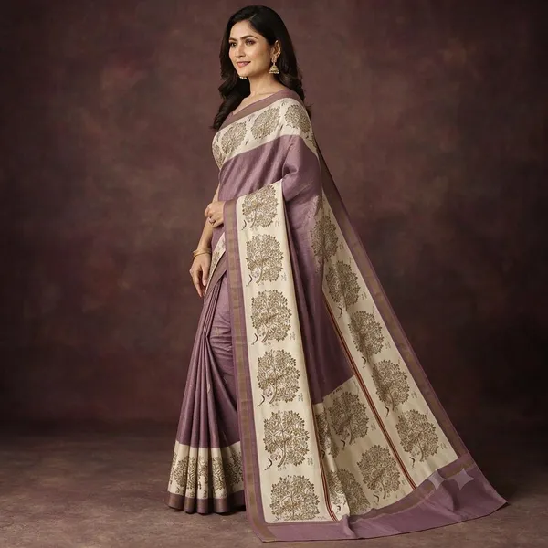 Purple_Silk_Blend_Saree_For_Women